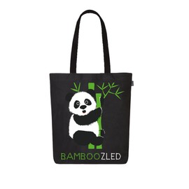 Ecoright Shopping Bag, Cotton Fabric Bag, Printed with Zip, Robust Carry Bag with Handle, Fabric Bag for Women, Utility, Bamboozled Panda, Unit size, Utility