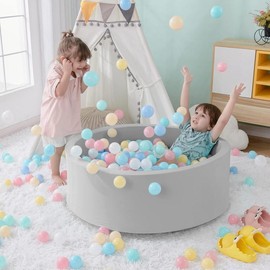 Foam Ball Pit, 35.4"x 11.8" Ball Pits for Toddlers, Soft Round Kiddie Baby Playpen Ball Pool for Kids, Ideal Gift for Babies Indoor and Outdoor Game Christmas Birthday gifts, Grey, (Balls not Included)