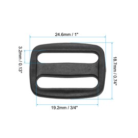 PATIKIL 38mm Tri-Glide Slide Buckles, 10 Pack Plastic Webbing Strap Fastener for Backpack Bag Belt, Black