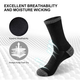 inaWarm Womens Walking Socks - 6 Pairs, Breathable Cushioned Thermal Cotton Socks for Hiking, Outdoor Sports and Anti-Blister Performance