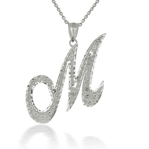 Claddagh Gold Personalized 925 Sterling Silver Script Letter M Initial