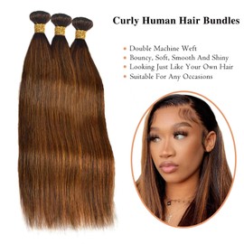 P4/30 Highlight Human Hair Bundles Straight Bundles Human Hair 18 20 22Inch 3 Bundles Human Hair Straight Human Hair Bundles Double Weft Hair Extensions (P4/30-ST-18 20 22)