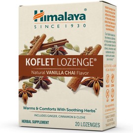 Himalaya Koflet Lozenges, Vanilla Chai Flavor, Natural Herbal Cough Drop for Warming Relief and Soothing Comfort, 130 mg, 20 Lozenge