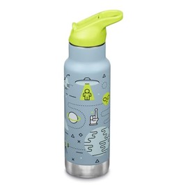 Klean Kanteen Kinder Isolierflasche, 355ml, Edelstahl, Flip Sport Cap mit Trinkhalm, Blau-Grün