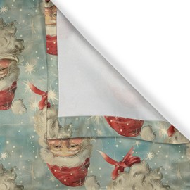 Ambesonne Vintage Christmas Valance and Curtain 3 pcs Set, Holiday Cheery Retro Santa Claus with Nostalgic Weathered Effect, Window Treatments for Kitchen Room Decor, 55" x 36", Dark Pink Pale Blue