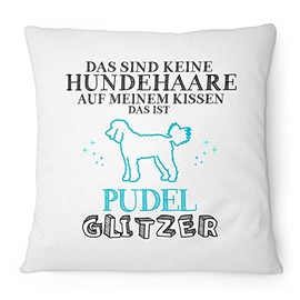 Fashionalarm Cushion Das sind keine Hundehaare - Poodel Glitzer - 40 x 40 cm with Filling Funny Gift Idea for Breed Dogs Owners Saying Dog Colour: White
