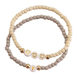 FineryGal Sparkling Y Initial Wristband for Women Letter Bracelet Present Alphabet Name Beaded Wristlet Graduation Birthday