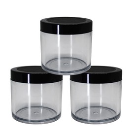 nsb herbals Acrylic Container San Jars with Black Outer Lid and Inner White Lid Set for Lip Balms, DIY Skin Care, Body Butters and Creams (Clear, 100 g) (3)