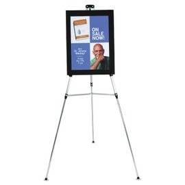 Quartet Easel, Aluminum, Lightweight, Telescoping, 66" Max. Height, Supports 25 lbs, Silver Finish (50E)