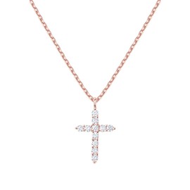 PAVOI 18K Rose Gold Vermeil Cross Necklace for Women | Cross Pendant | Gold Necklaces for Women