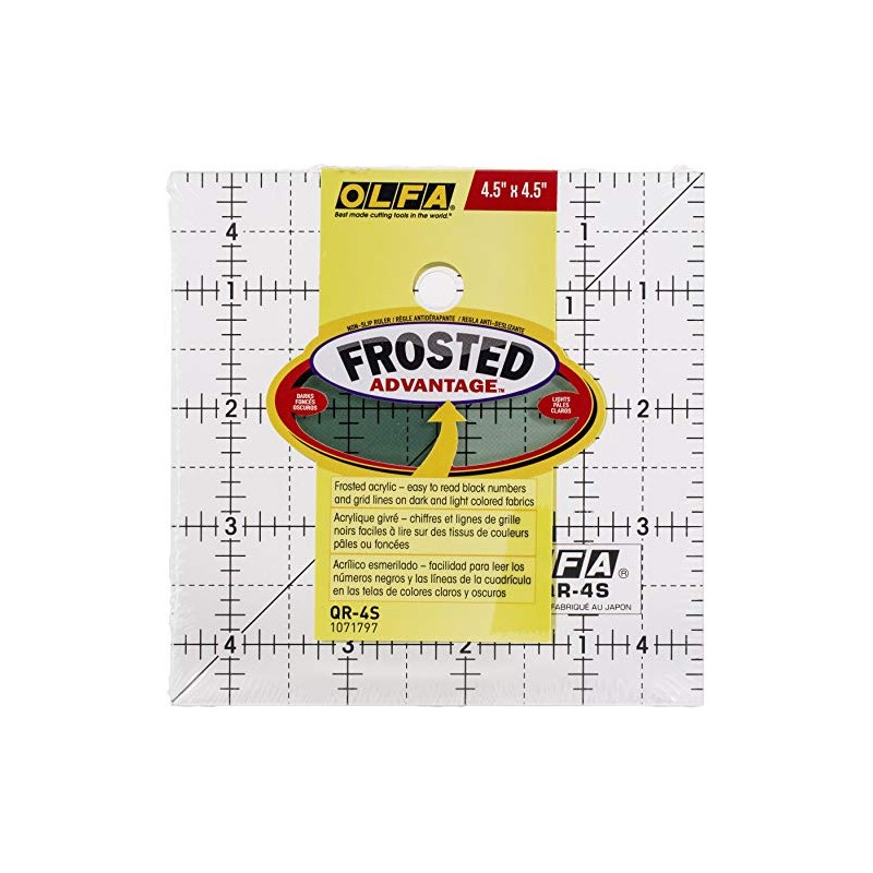 Olfa 1-Piece Acrylic Quilt Ruler, 4.5x4.5 inches, Transparent