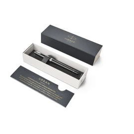 Parker Urban Fountain Pen | Premium Ebony Metal Chiselled | Medium Nib with Blue Ink | Gift Box