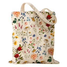 Miss Adola Aesthetic Canvas Tote Bag for Women - Flowering Shrub Reusable Tote Shoulder Bag Cute Funny Casual Sturdy Cloth Cotton Bag for Vacation, Shopping, Grocery, Work, Gym