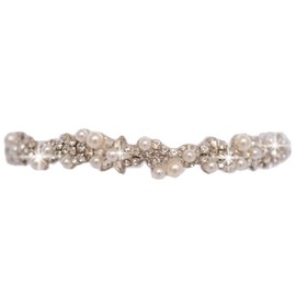 La Gartier Garters - The Venus Pearl Sparkle Crystal Jeweled Wedding Garter (Medium 18" - 22.5")