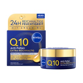 NIVEA Q10 Anti-Wrinkle Night Cream, Firming Face Care with Q10, Squalane and Organic Argan Oil, Face Cream for Very Dry Skin, Extra Rich Night Cream (50 ml)