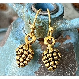 Little Gold Pinecone Earrings Nature Jewelry Earrings for Women #3298FE361