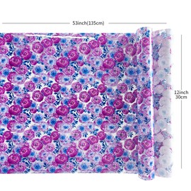 HYANG Flower TPU Fabric Clear Jelly Vinyl Roll: 30cm x 135cm TPU Fabric For Making Handbags, Earrings, DIY Projects (Purple)