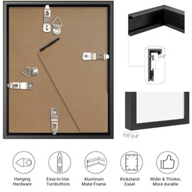 Vivelove 6x6 Metal Picture Frame, Black Aluminum Picture Frames with Tempered Glass, Wall Mounting Horizontally or Vertically, Simple and Elegant Decor for Wall-1Pack