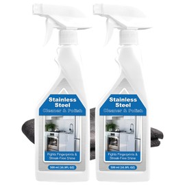 1L Stainless Steel Cleaner and Polish for Appliances – Anti-Fingerprint & Stain Resistant -Free Shine for Refrigerator, Dishwasher, Oven & Grill and More – Easy Application, Microfiber Cloth