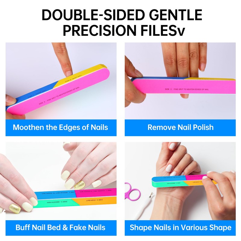 Bewudy 4 Pcs Nail Buffer Block, 7 in 1 Upgraded