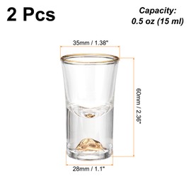 sourcing map 2pcs Shot Glasses 0.5oz Polystyrene Shot Glasses with Gold Mountain Shot Glasses Bulk for Cocktail Round Shot Glasses Spirits Liquors