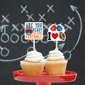 144 palillos de dientes para decoración de cupcakes de juego de fútbol – Día del juego, suministros de fiesta deportiva, púas de decoración de pasteles