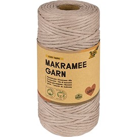 folia Cozy Taupe 24995 Macrame Yarn, 100% Cotton, 100 m Twisted Yarn in Taupe, Diameter 3.5 mm, for Crafts and Knotting