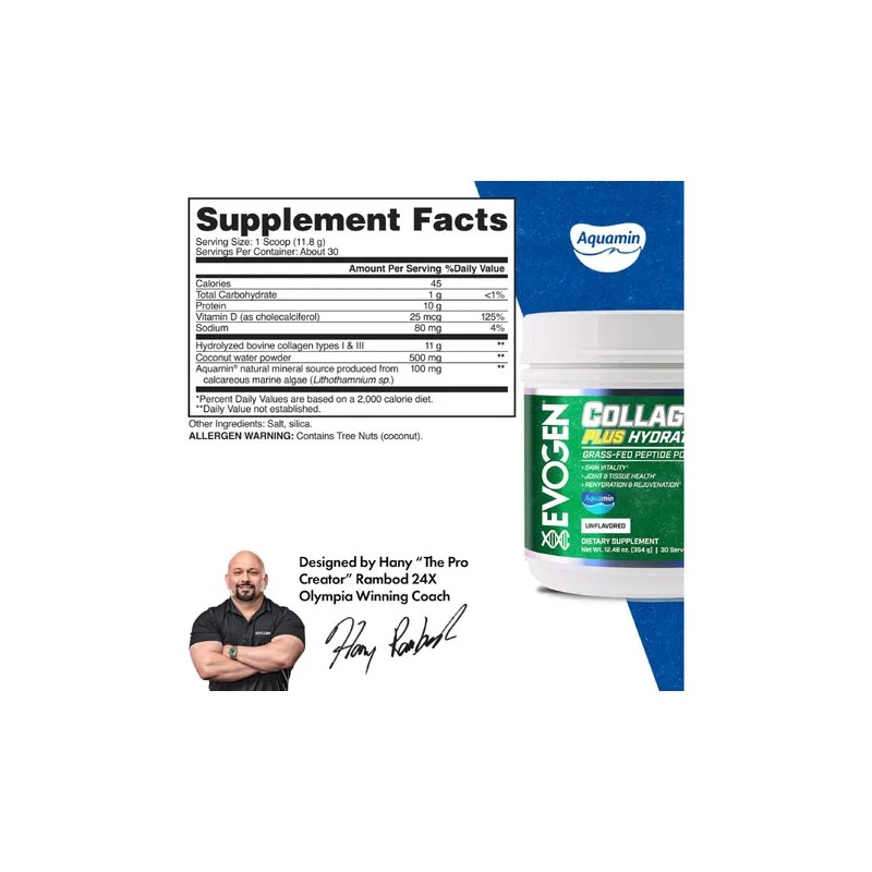 Evogen Collagen 30 Serv Colageno Hidrolizado Con Hidratacion Sabor Sin