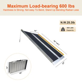 4FT Wheelchairs Ramp,Compact Accessibility Ramp, Multi-Purpose Ramp Perfect for Wheelchairs, Shopping Carts, Picnic Carts Bicycles & Small Vehicles | 660LBS Weight Capacity, Non-Slip, Foldable