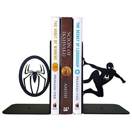HeavenlyKraft Superhero Decorative Metal Bookend, Non Skid Book End, Book Stopper for Home/Office Decor/Shelves, 5.9 X 3.9 X 3.14 inch per Piece, Support Outside