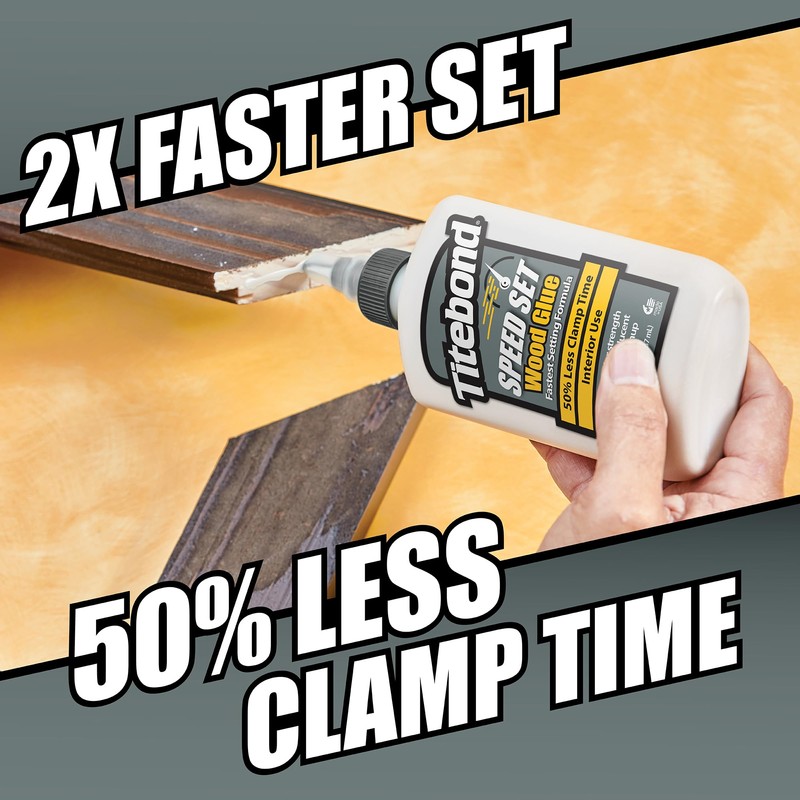 Titebond Speed Set Wood Glue, Fast Set Time, 15-Minute Clamp,