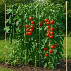 Netz für den Garten aus Polypropylen, weiß, robust und langlebig, Unterstützung für Kletterpflanzen für Gemüse wie Tomaten, Bohnen, Erbsen – verschiedene Größen erhältlich (Grün, 10 x 2 m)