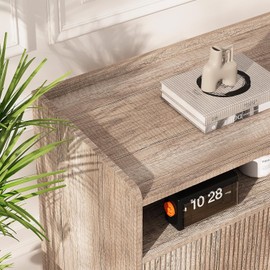 TV Stand for TVs Up to 65 Inch, Entertainment Center with Storage, Television Stands with Sliding Doors and Adjustable Shelves, Modern Fluted Accent TV Console with for Bedroom Living Room (Ash Oak)