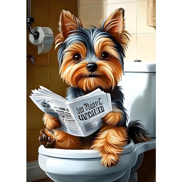 MXJSUA DIY Diamond Painting Kits for Adults, Yorkshire Dog Reading