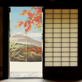 Noren Workshop Noren Japanese Style Autumn Tapestry Room Divider Blindfold Half Noren Traditional Japanese Pattern Width 33.5 x Length 59.1 inches (85 x 150 cm) Four Seasons Fuji Autumn 9244
