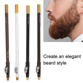 4pcs Kit(Black & White & Dark Brown & Light Brown), Beard and Hairline Outliner Pencils with Sharpener for Shaping Tools Stencils Guide