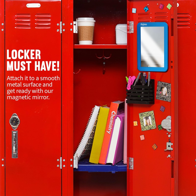 Playbees Magnetic Locker Mirror - Blue - Ideal for School