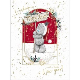 Me To You Bear Holding Merry Xmas Sign Post Christmas Card