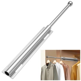 Valet Rod for Closet Pull Out, Retractable Slide Out Valet Rod Closet Organization, 12" Aluminum Valet Clothing Hanger Rods Perfect for Suits, Dresses & Freshly Pressed Clothes, Easy DIY Installation