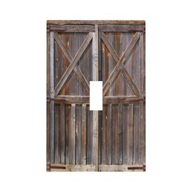 Yamxbfa Rustic Old Wooden Barn Door Village Board 1 Gang Light Switch Covers Single Toggle Wall Plate Decorative Switchcover Electrical Switchplate for Farmhouse Bathroom Bedroom Kitchen Decor