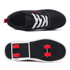 Joyfultime Boys and Girls Canvas Roller Skates Shoes, Outdoor Detachable 2 in 1 Kids Shoes White Black