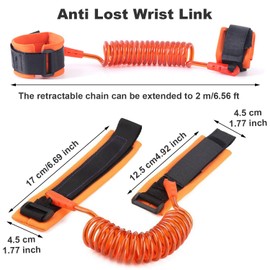 Paifeancodill Anti Lost Wrist Link, 1 Pcs Toddler Safety Leash, Child Walking Harness, Children Outdoor Safety Hook, 2 M Toddler Kids Leash for Supermarket Mall Airport Amusement Park Zoo Travel (Orange)