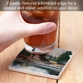 Absorbent Stone Tumbled Tile Coasters, Eagle Spirit, Set of 4