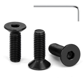 Tunejoy Pack of 30 M5 x 16 mm countersunk head screws, black countersunk screws, stainless steel, A2 V2A, countersunk head, hexagon socket, DIN 7991, full thread with Allen key