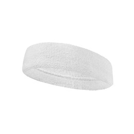 COUVER Premium Quality Large Basketball Terry Cloth Head Sweatband(1 Piece) - White