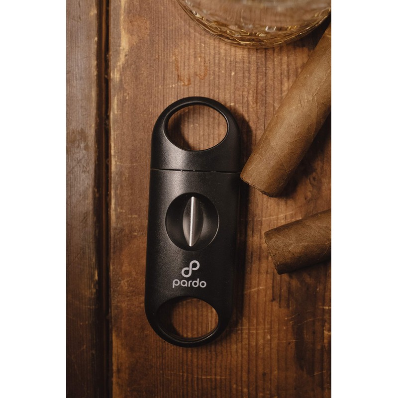 Pardo Cigar V-Cut Cigar Cutter, Black, Wedge Cut, Easy to