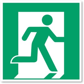 Emergency Exit (Right) Rescue Sign E002 - DIN EN ISO 7010 / ASR A1.3 - Sticker 20cm (1 Pack)