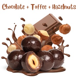 Chocolate Covered Toffee Coated Hazelnuts by It's Delish, 5 lbs bulk bag | Dark Chocolate Candy Nuts Bulk Hazelnut Chocolates Sweet & Crunchy Nut Snack | Vegan, Kosher