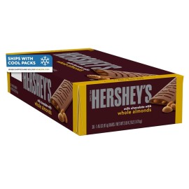 HERSHEY'S Milk Chocolate with Whole Almonds Candy Bars, 1.45 oz 36 Count