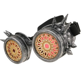 Mfaz Morefaz Ltd Welding Cyber Goggles Welding Glasses Steampunk Goth Round Cosplay Glasses Party Fancy Dress - m/l